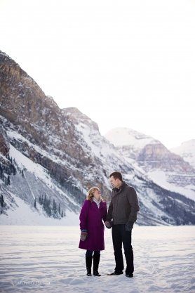 Stephanie + Andy {Engaged} Winter Engagement Photos | Lake Louise | Mountain Engagement Pictures | | Forest | Carlin Anquist Photography