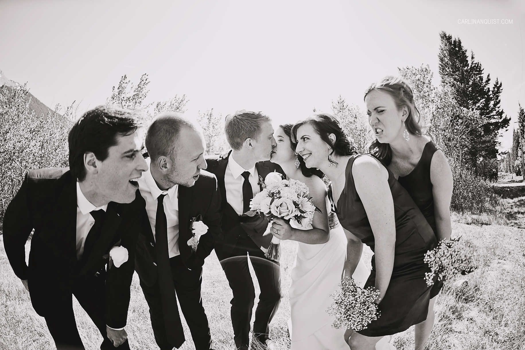 Bridal Party Fisheye | Crowsnest Pass Wedding Photographer | Carlin Anquist Photography