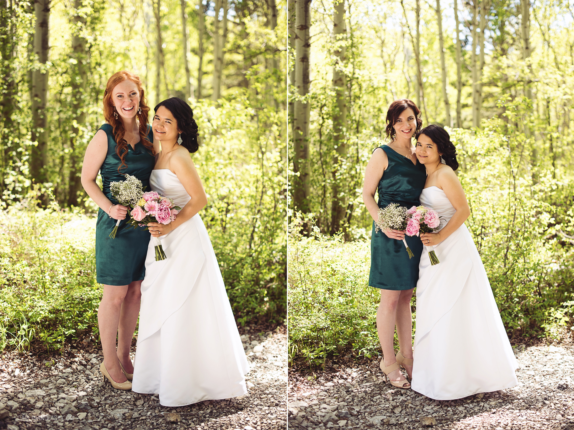 Bridesmaids | Green Bridesmaids Dresses | Crowsnest Pass Wedding Photographers | Carlin Anquist Photography