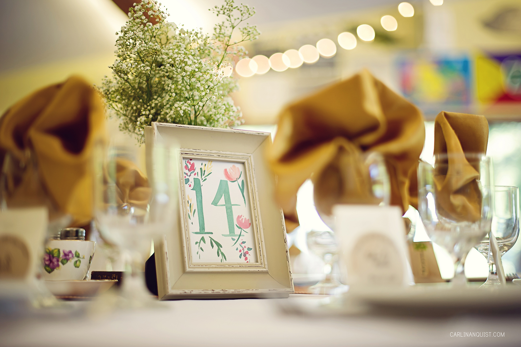 Hand painted Table Numbers | Crowsnest Pass Wedding Photographers | Carlin Anquist Photography
