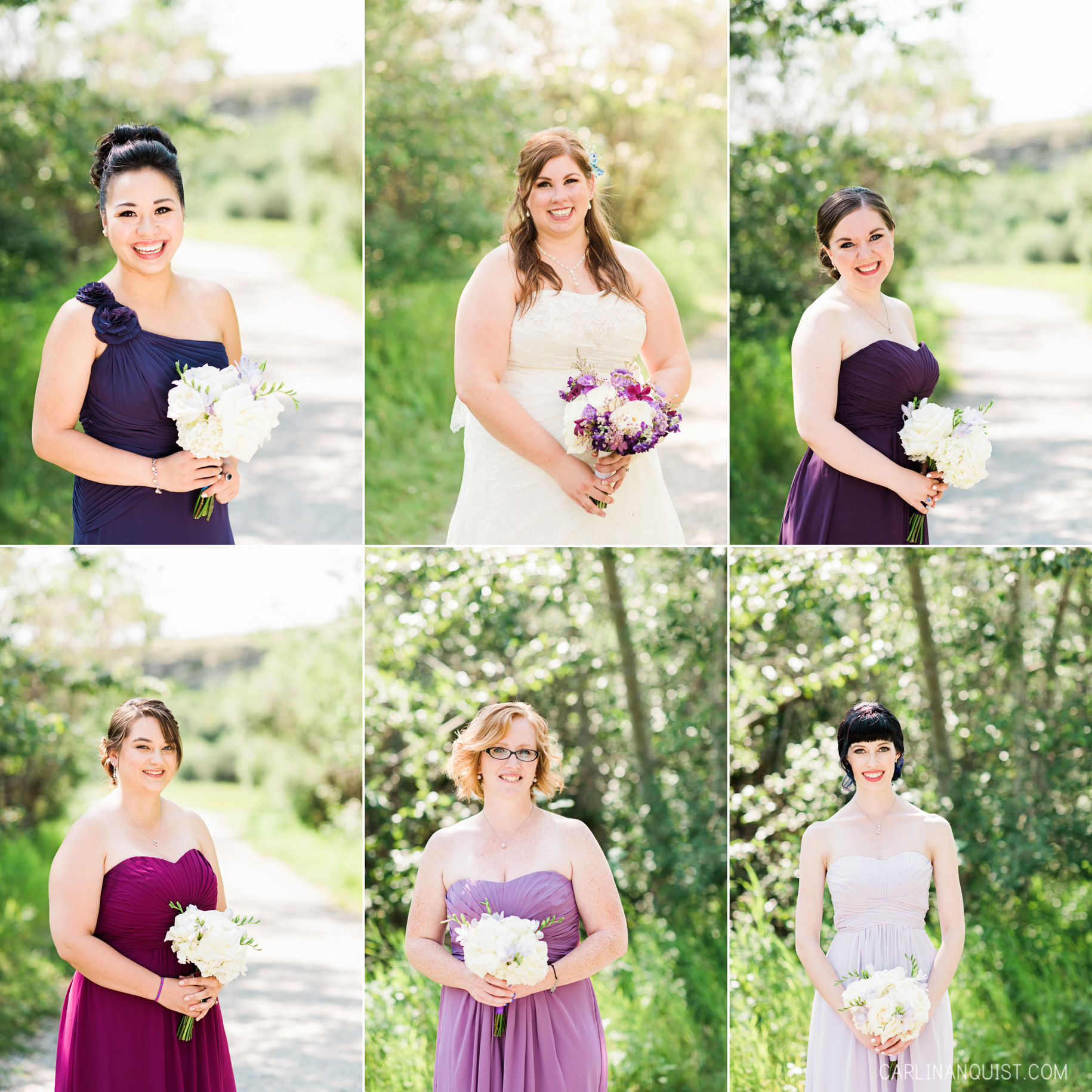 Purple Ombre Bridesmaids Dresses | Cochrane RancheHouse Wedding Photographer 