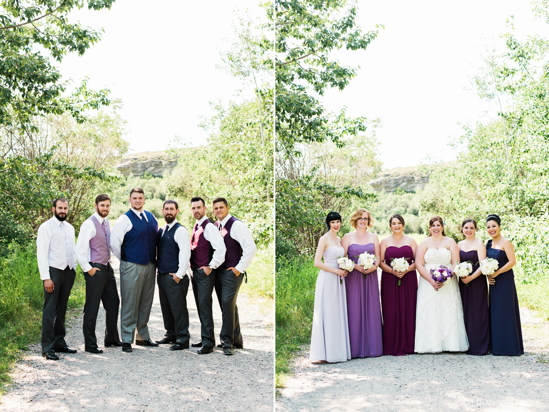Purple Ombre Bridal Party | Cochrane RancheHouse Wedding Photographer 