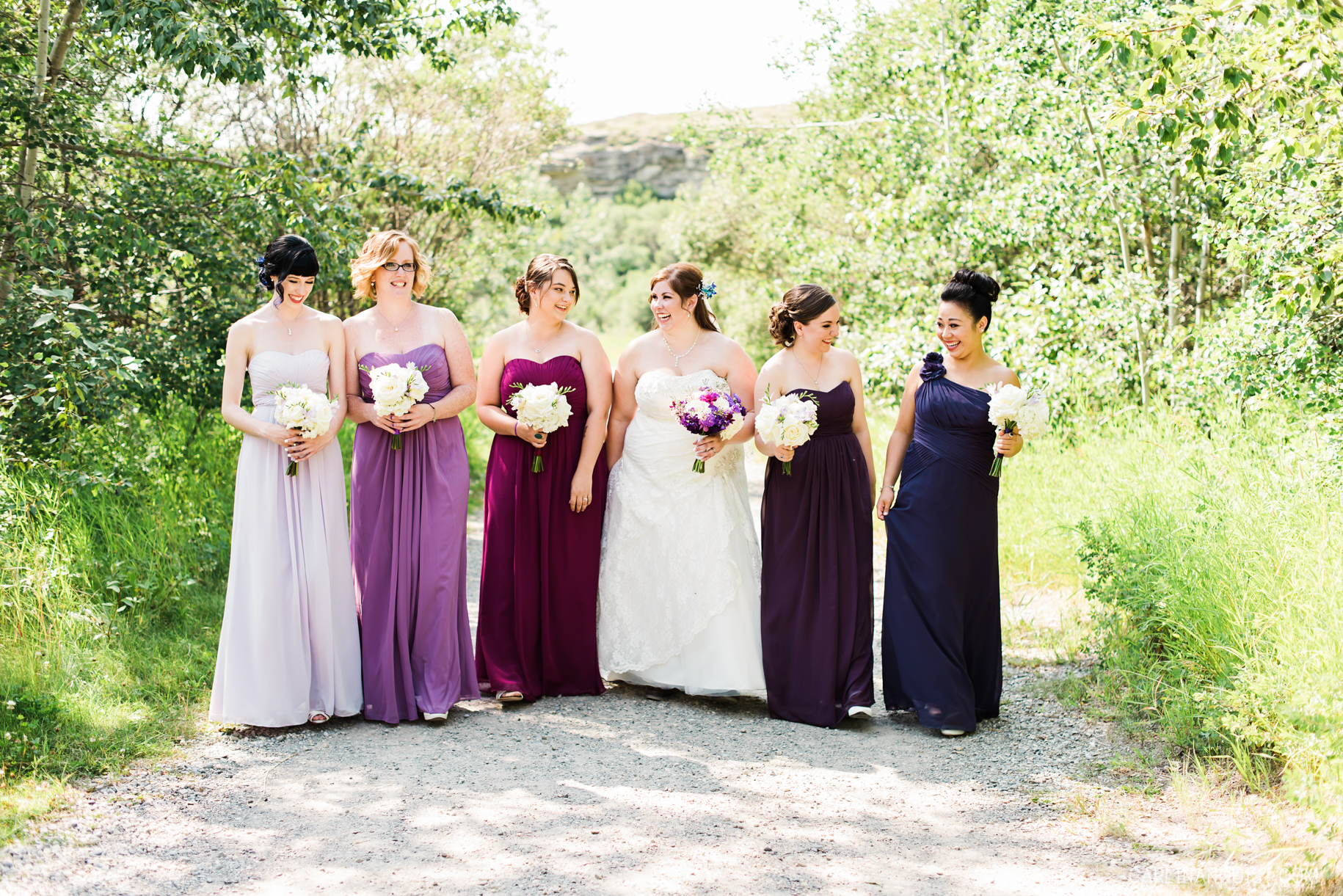 Purple Ombre Bridesmaids Dresses