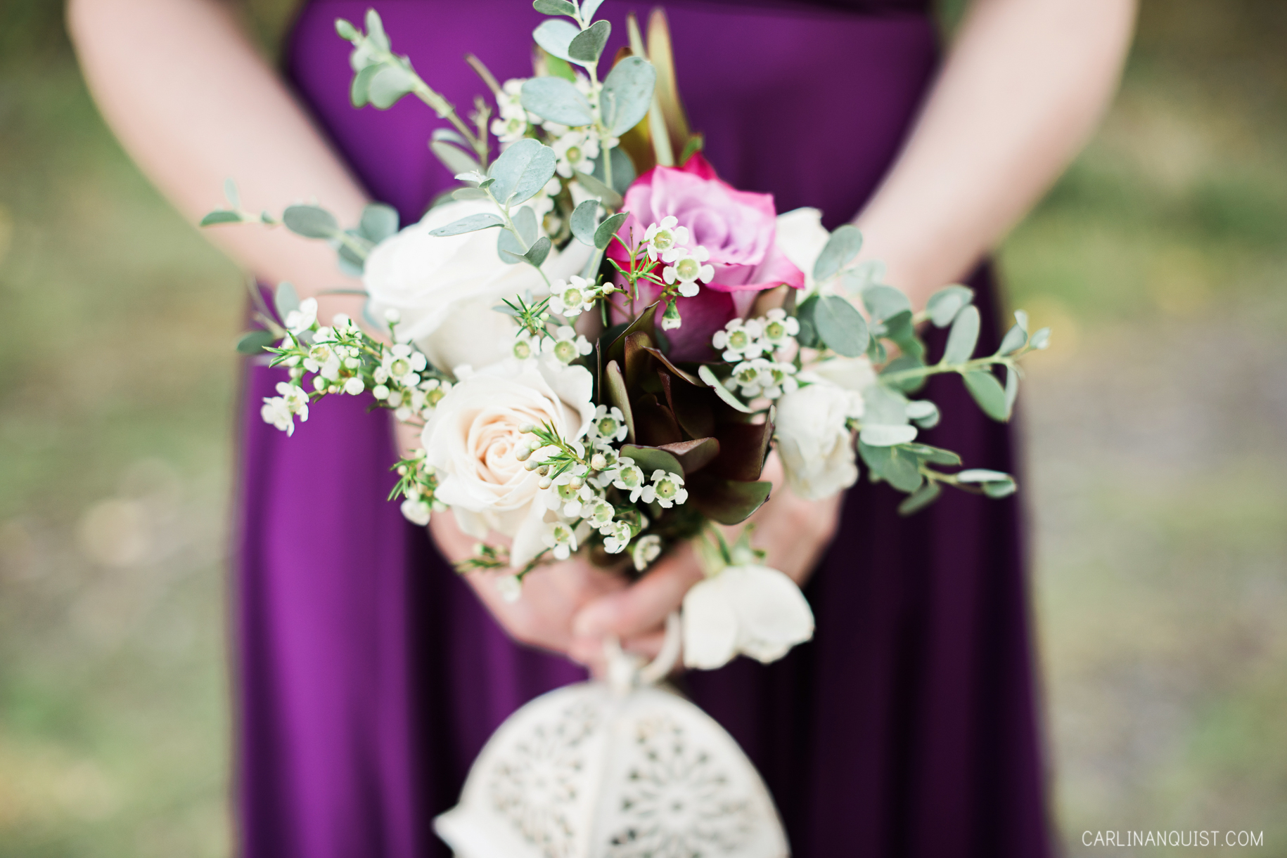 Bridesmaids Bouquet with Birdcage | Canmore Nordic Centre Wedding