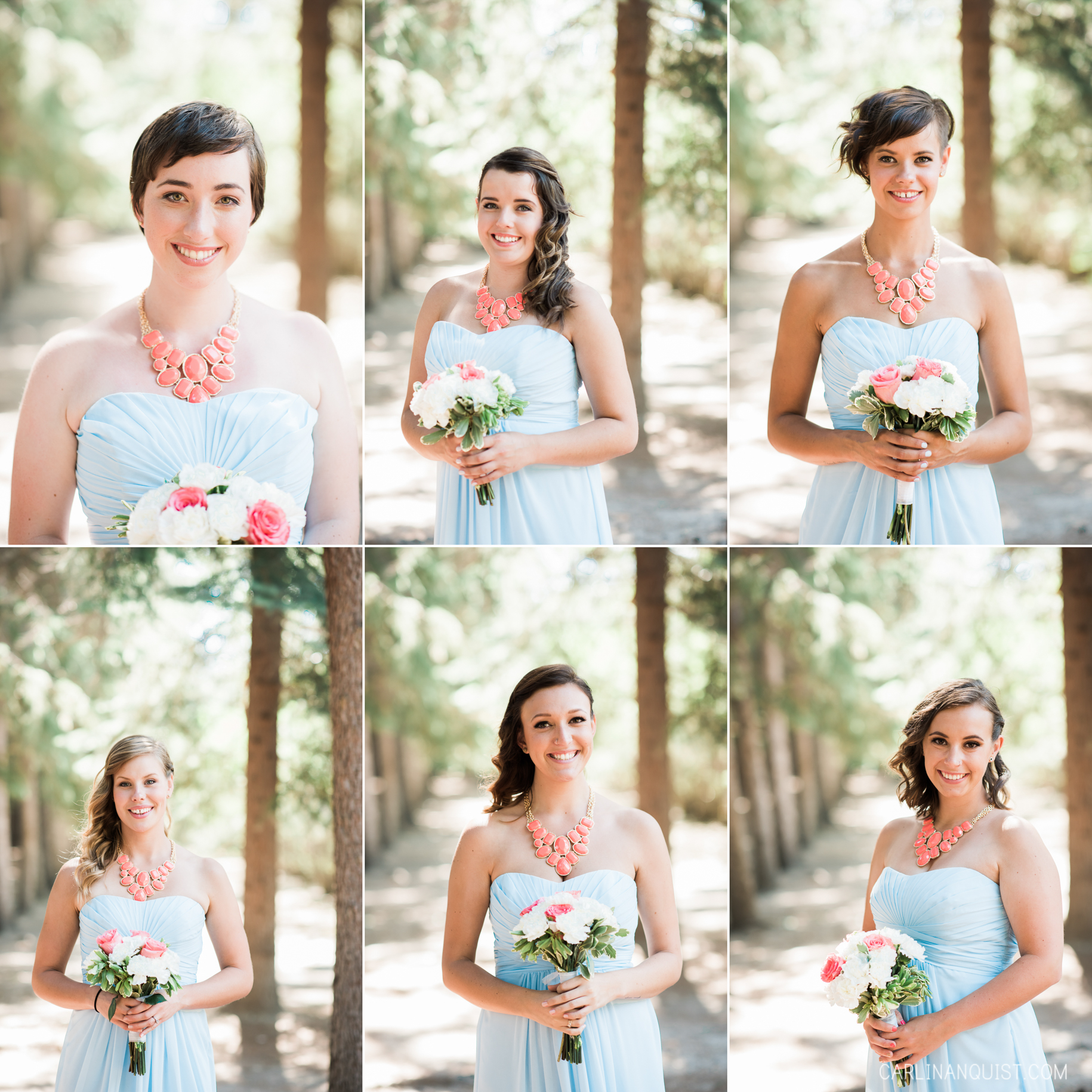 Blue and Coral Bridesmaids