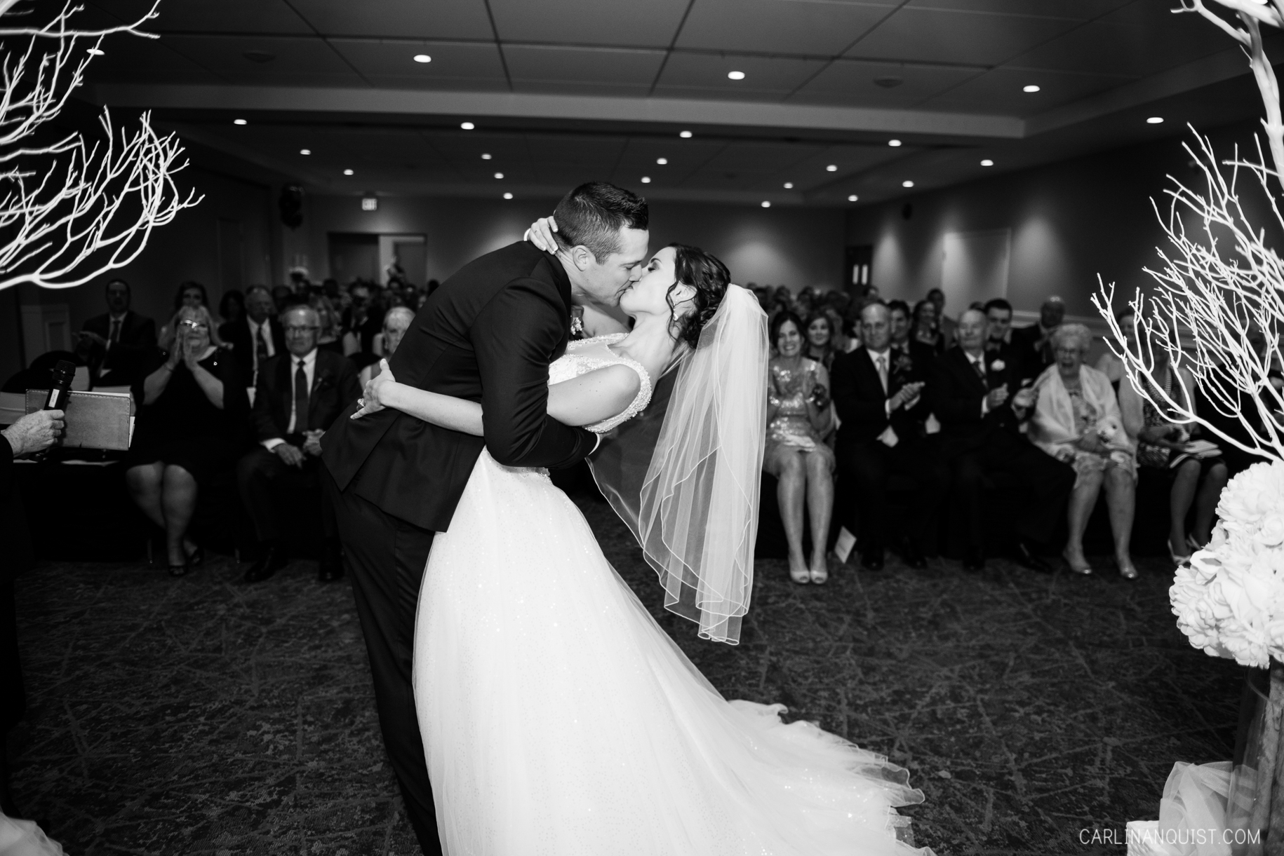 First Kiss | Calgary Winter Club Wedding Photographer