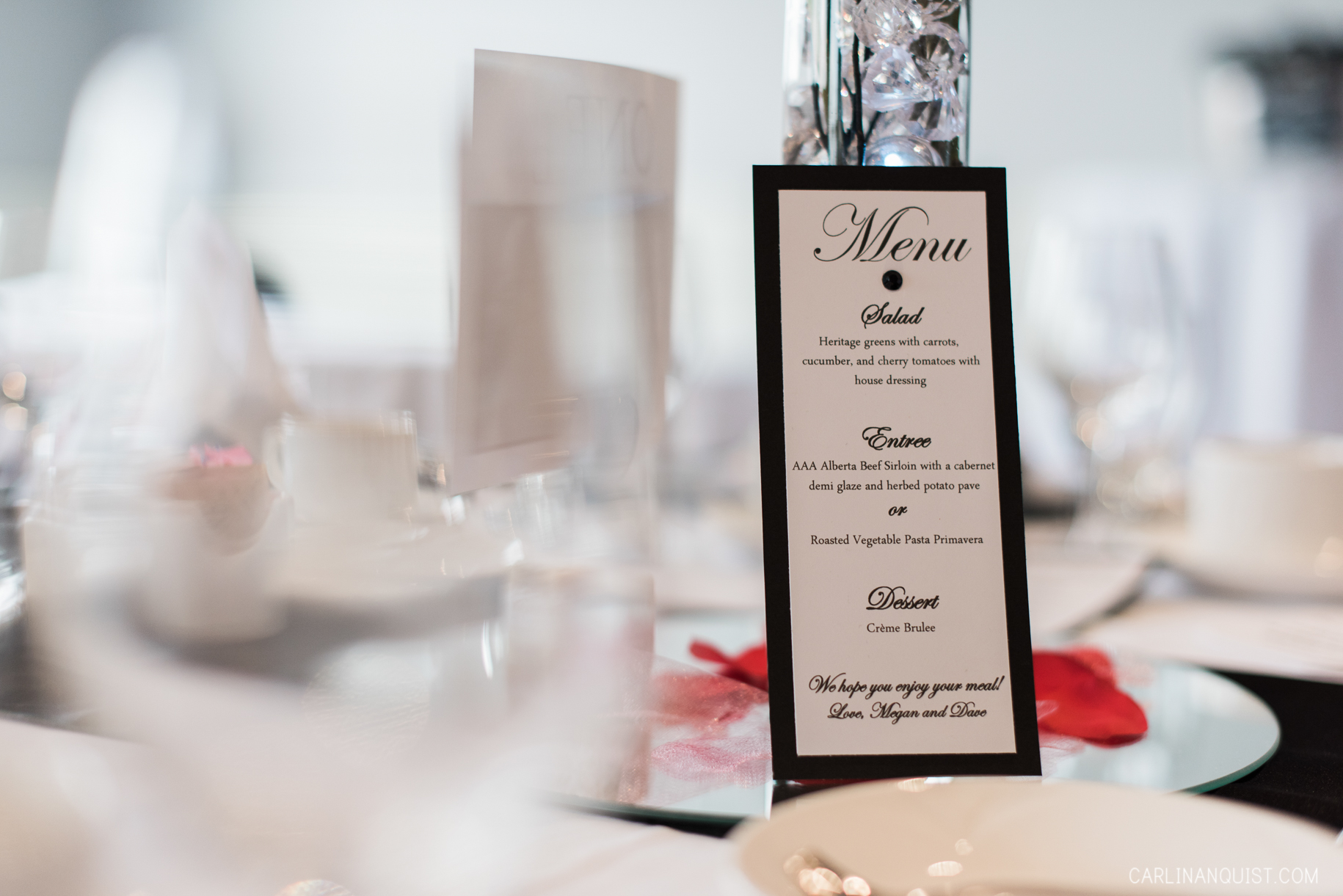 Wedding Dinner Menu | Calgary Winter Club Wedding Photographer