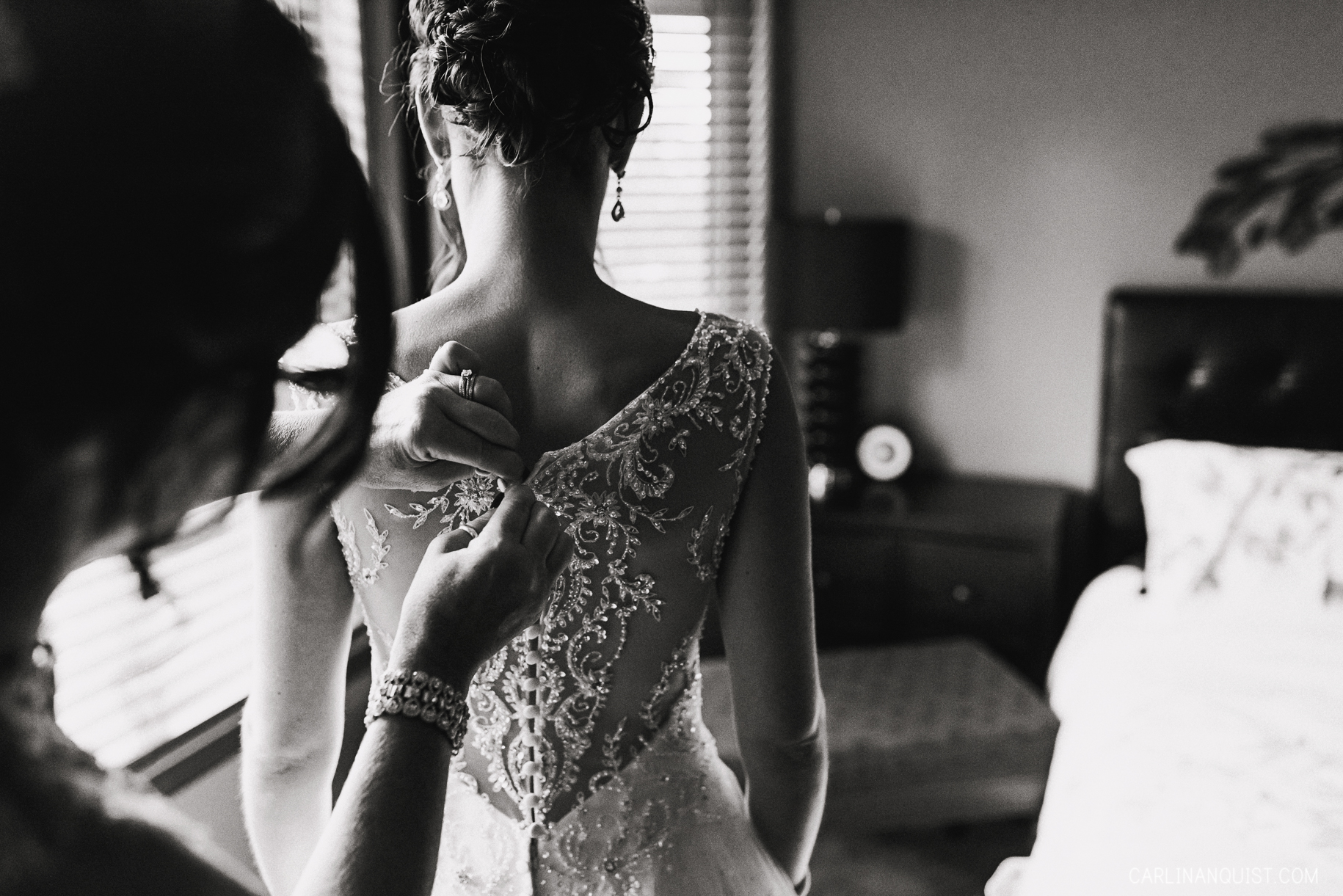 Bride Getting Ready | Lace Back Wedding Dress