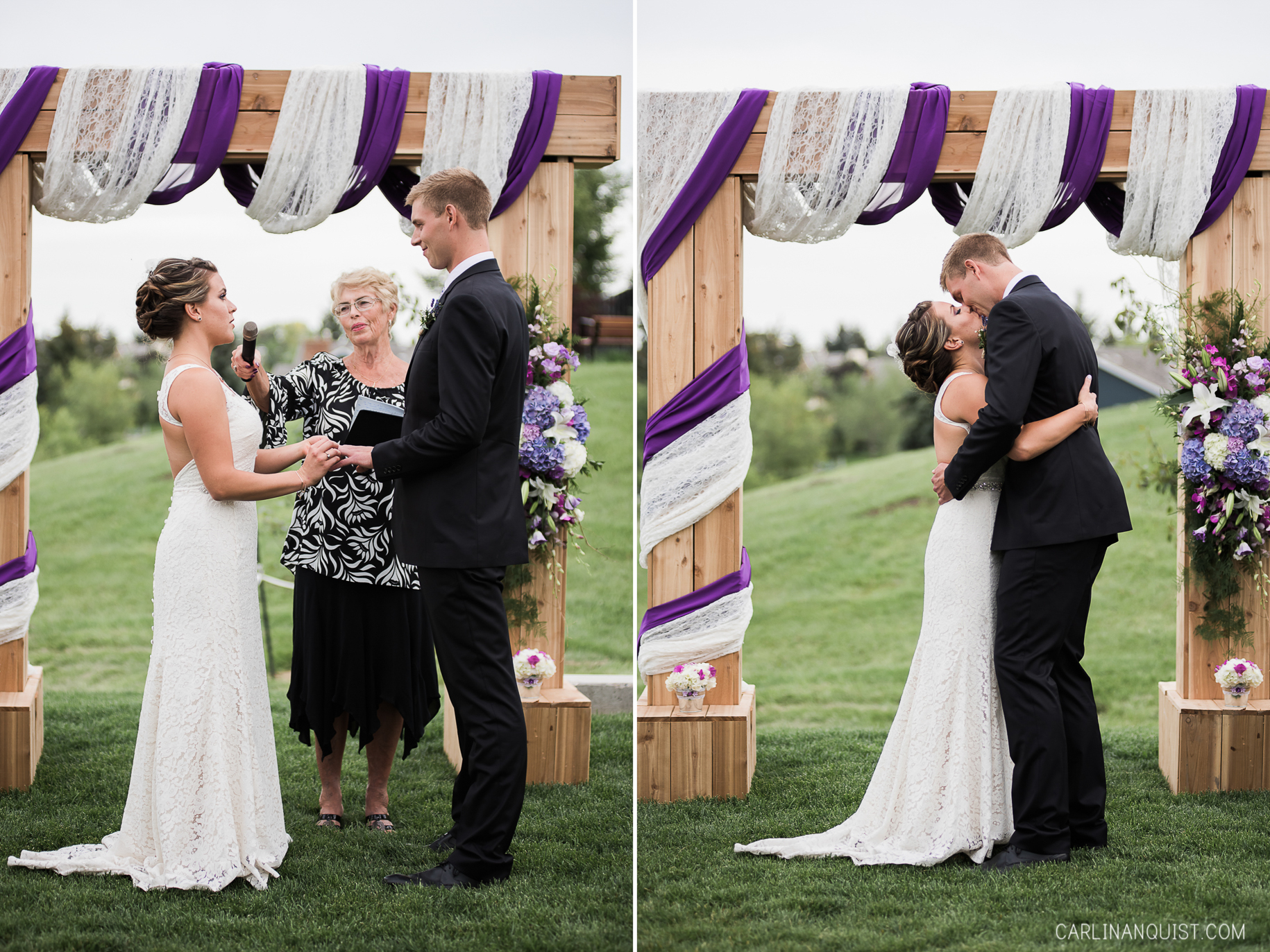 Purple & Lace Wedding Arch | Calgary Wedding Photographer