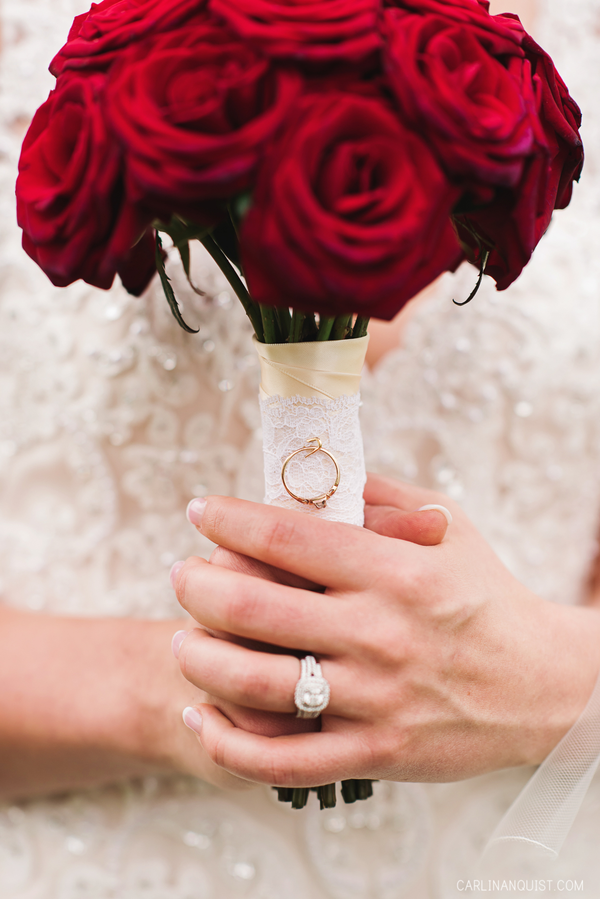 Something Old | Grandmothers Ring on Bridal Bouquet