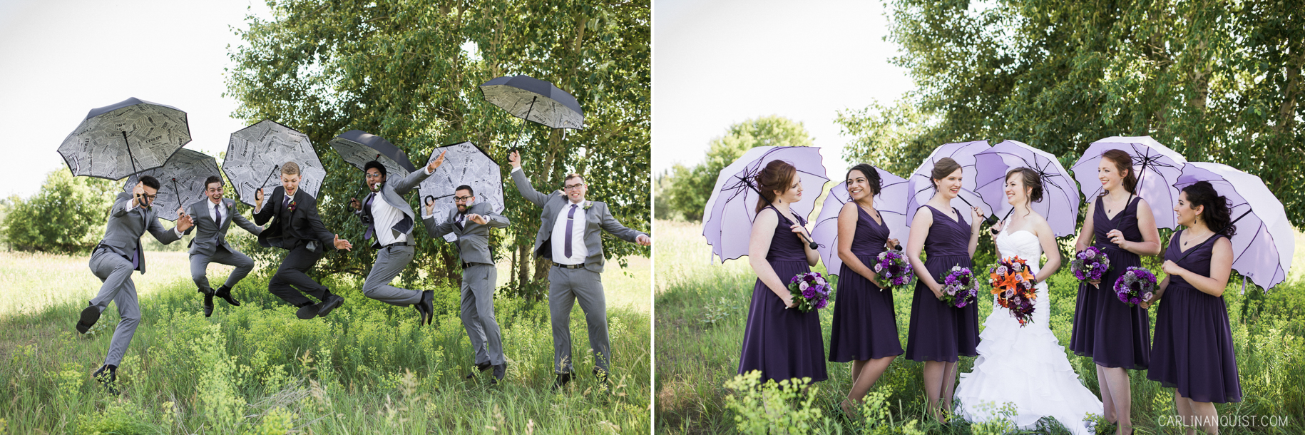 Bridal Party with Umbrellas