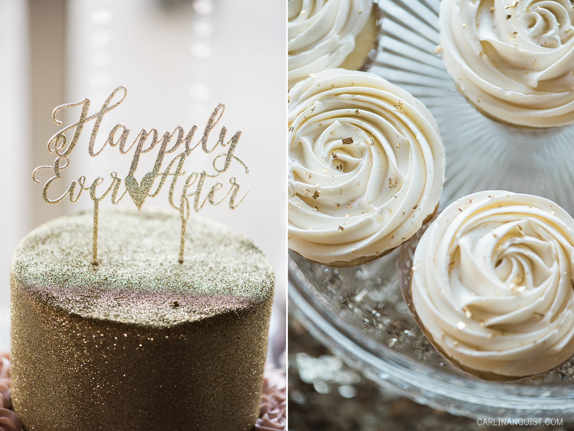 Carlin Anquist | Apple Creek Wedding Photographer | Gold Glitter Wedding Cake