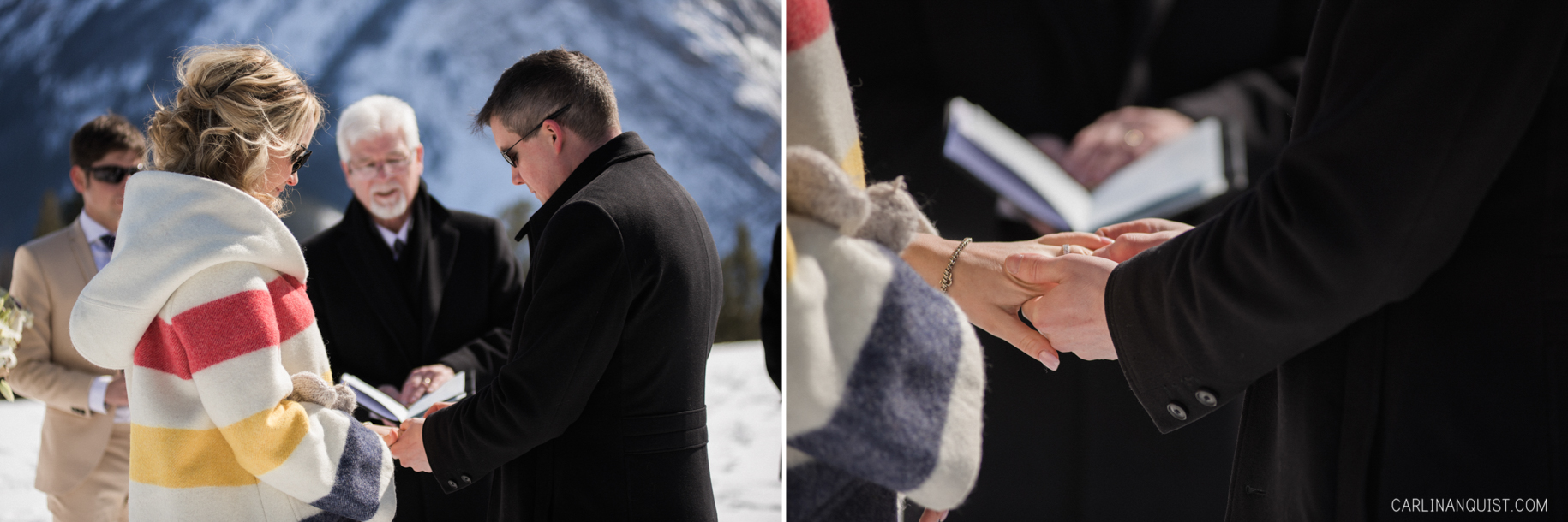 Outdoor Winter Wedding Ceremony in Banff