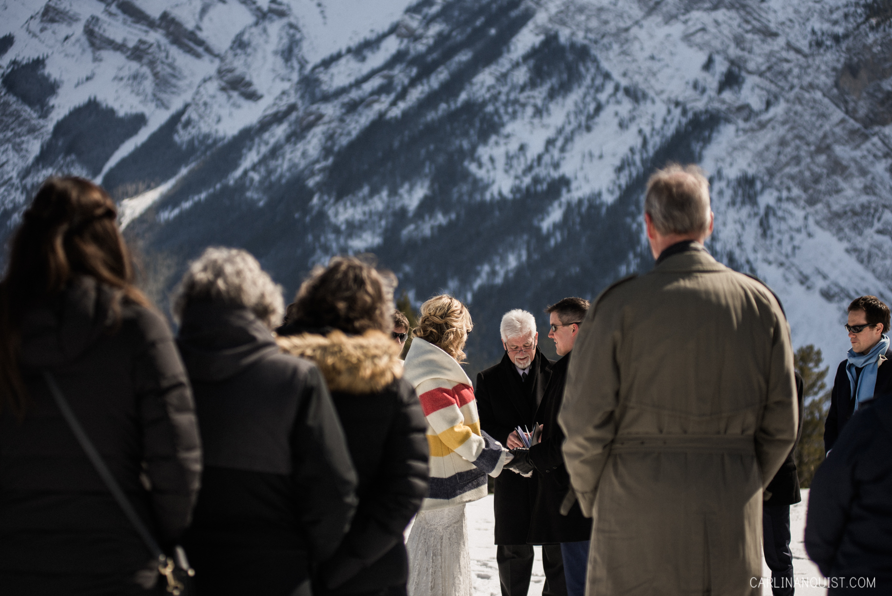 Outdoor Winter Wedding Ceremony in Banff