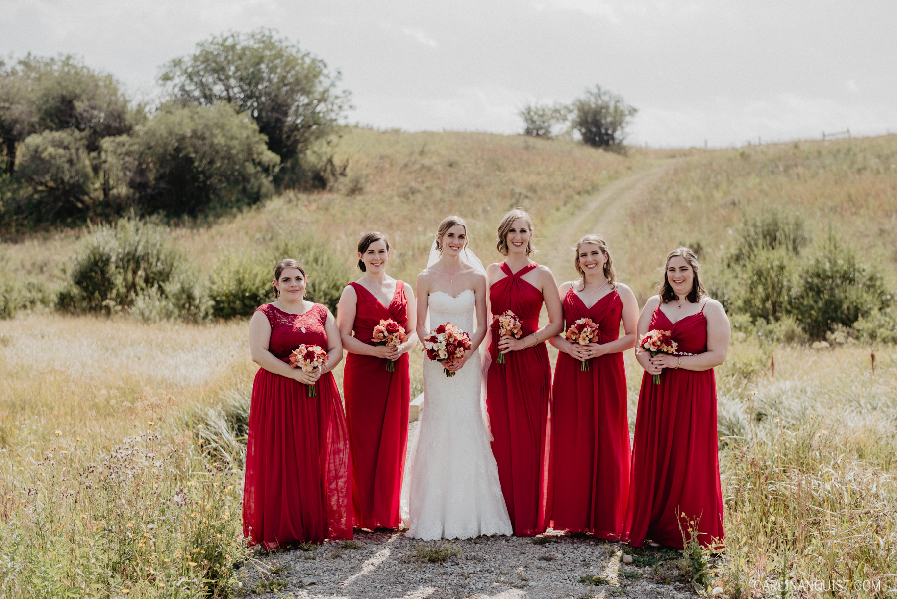 Bride with Bridesmaids First Look at Sirocco Golf Course