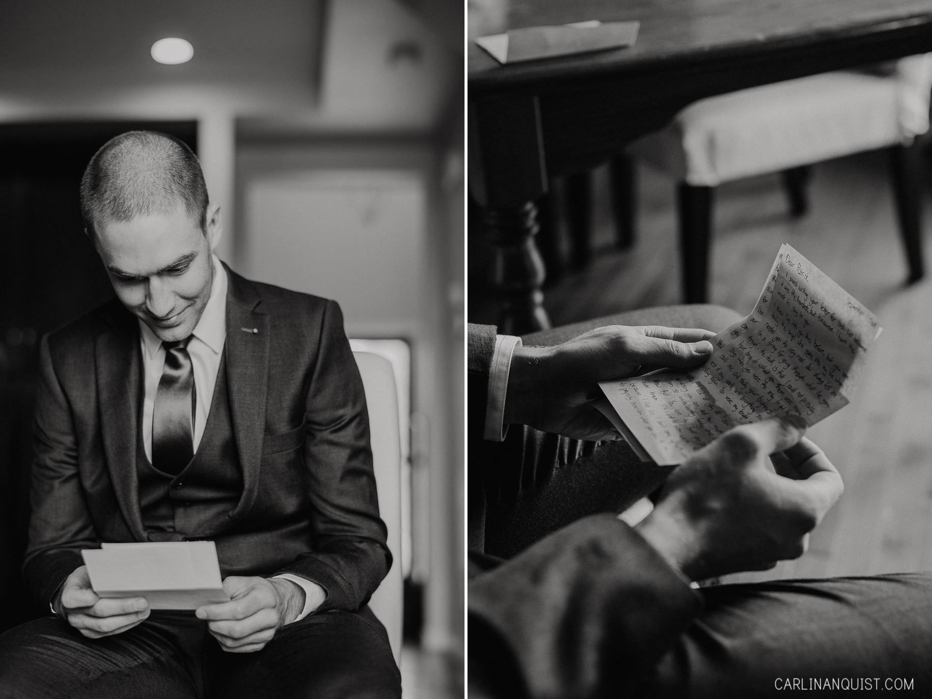 Groom Reading Bride's Letter | Calgary Wedding Photographer