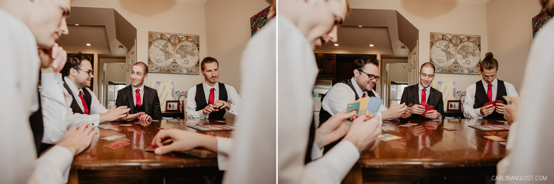 Groom Playing Board Games | Calgary Wedding Photographer