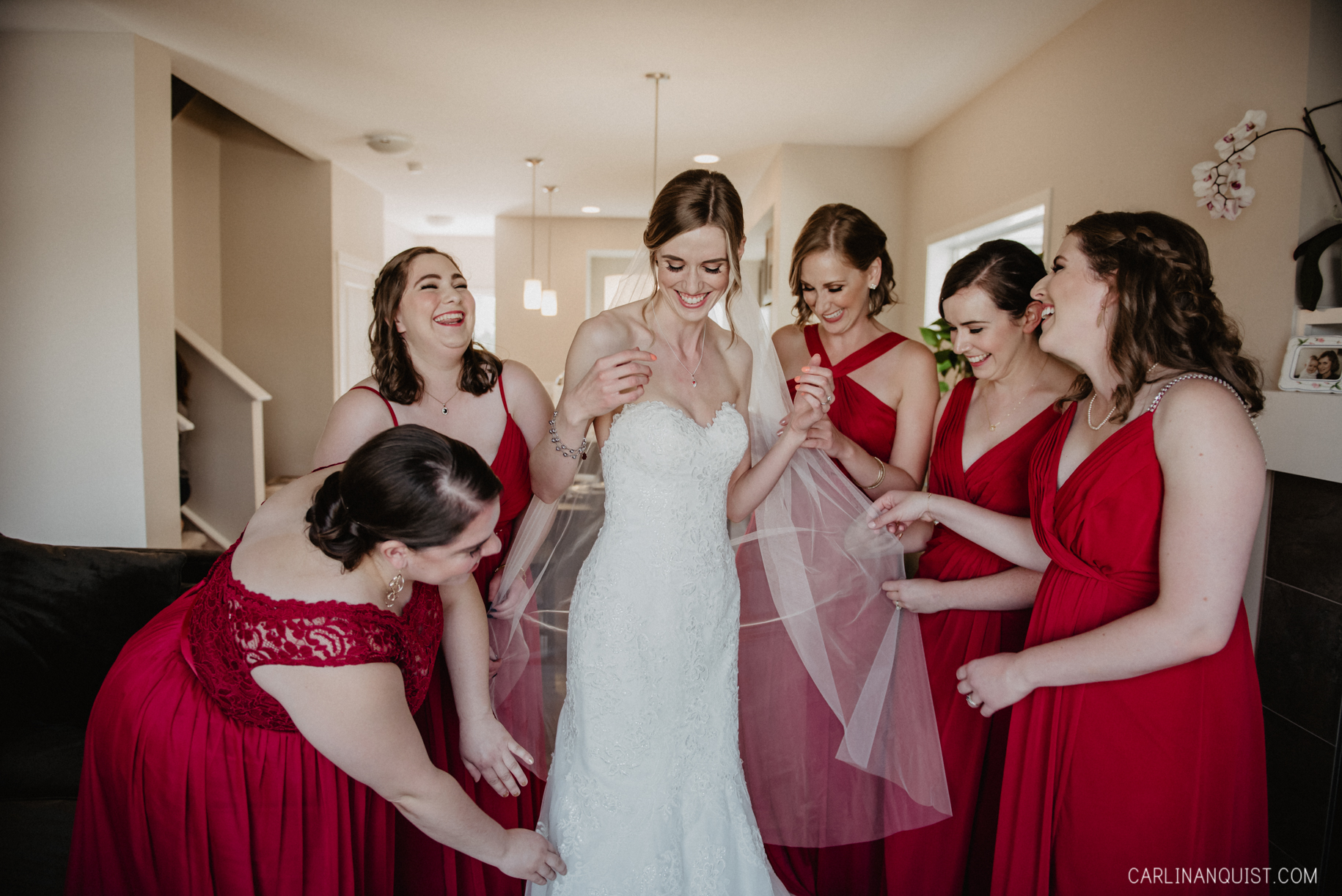 Bride with Bridesmaids | Calgary Wedding Photographer