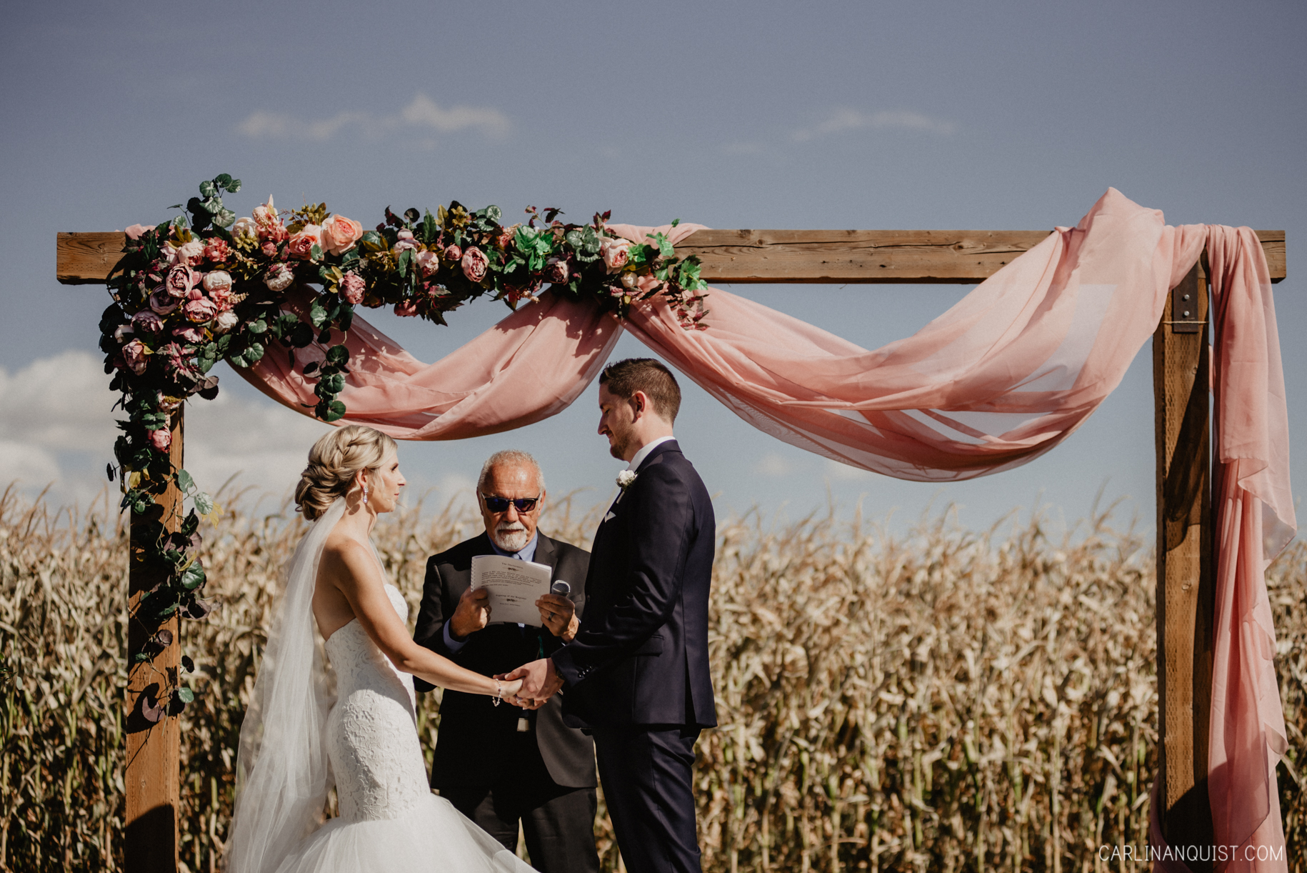 Wedding Ceremony at Willow Lane Barn | Olds Wedding Photographer