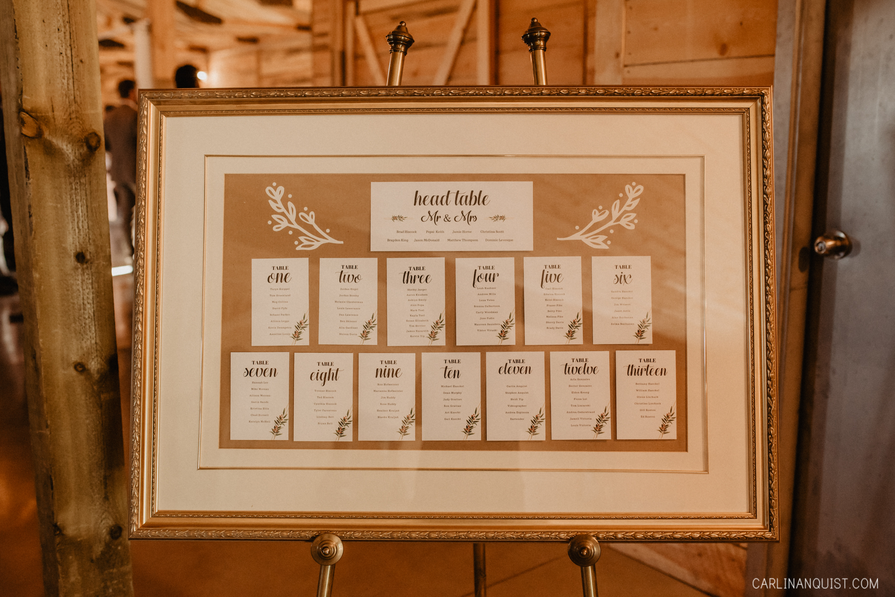 Wedding Seating Chart | Willow Lane Barn Wedding Photos