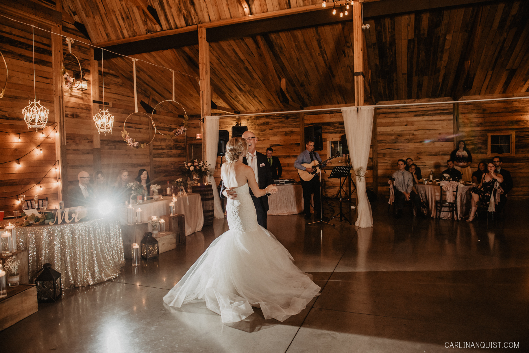 Bride Dancing With Dad at Willow Lane Barn