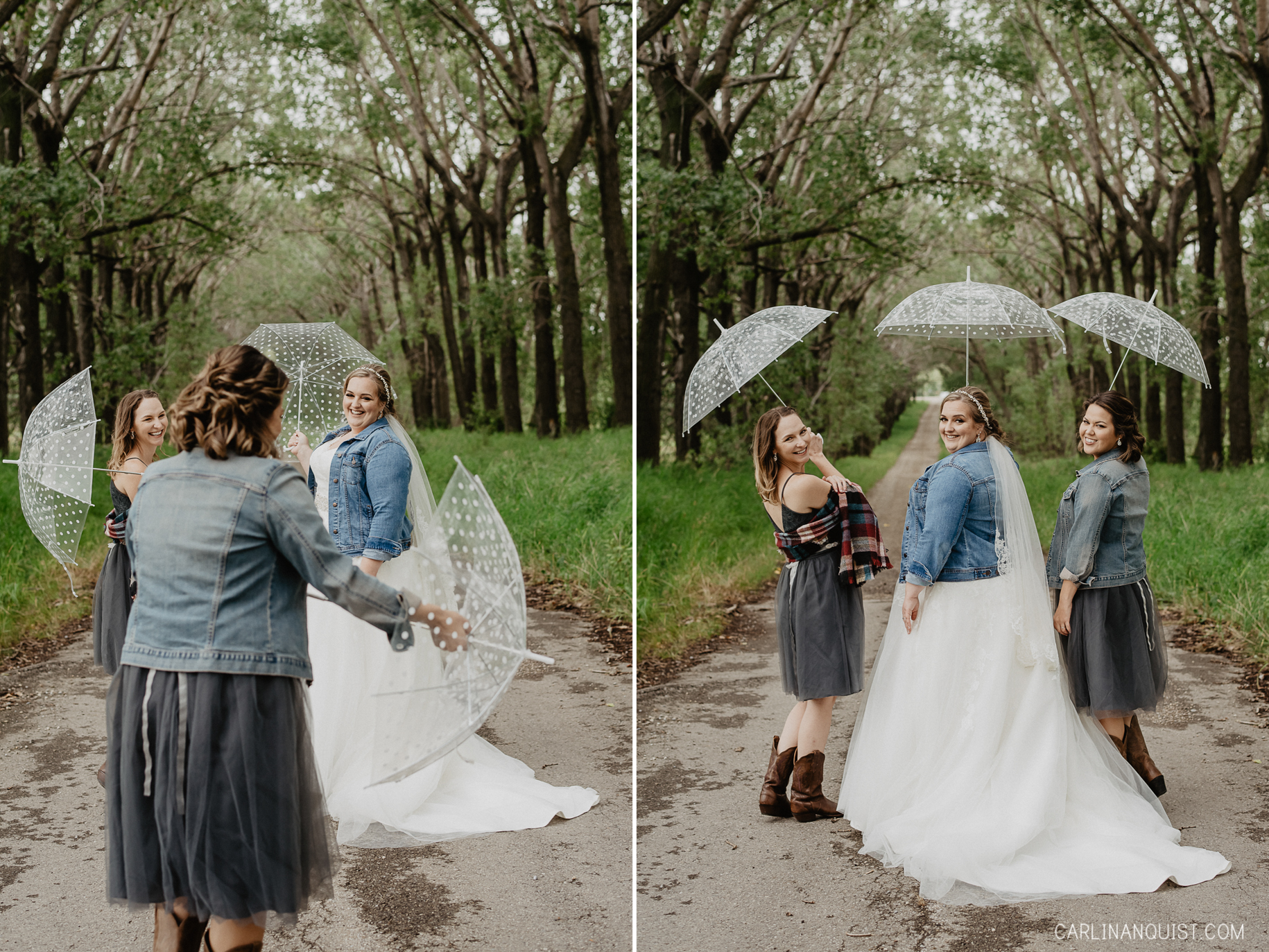 Bridesmaids with Umbrellas