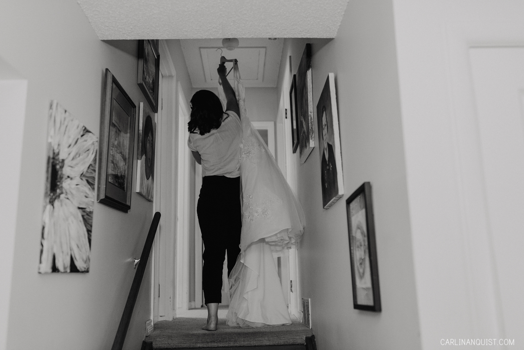 Bride Carrying Wedding Dress | Calgary Wedding Photographer