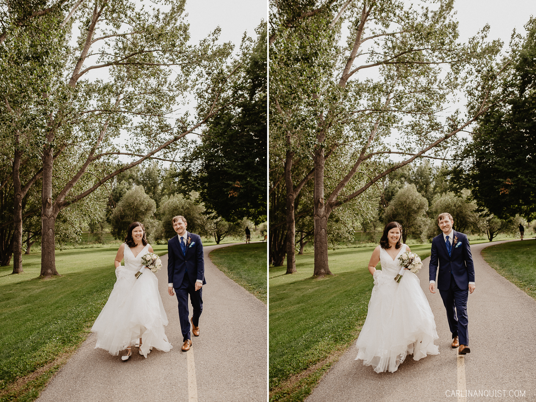 Bride & Groom Walking at Confederation Park